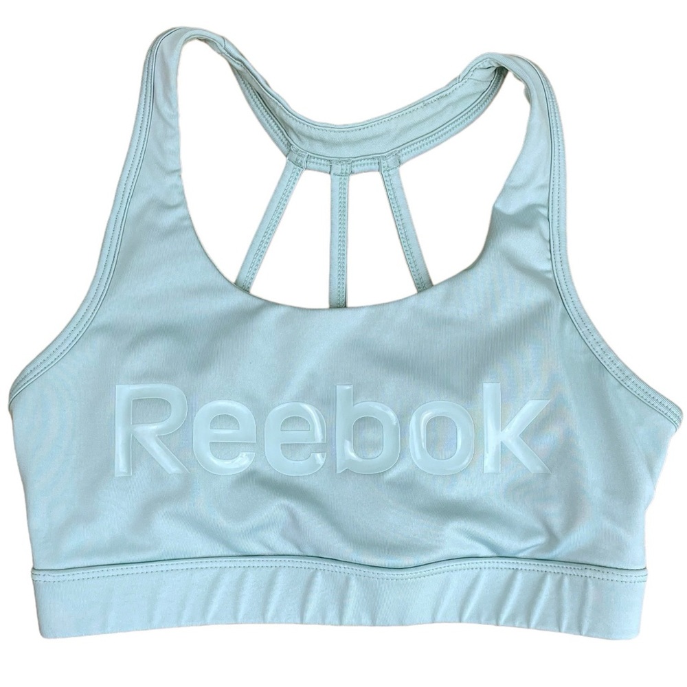 Reebok Sports Bra Latice Back Sage Green Blue Size Small